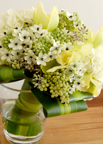 Delicate green and white colored bouquet Categories Bride Green and