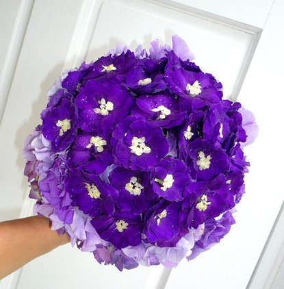 Purple delphinium posy bouquet made of bright purple delphinium and 