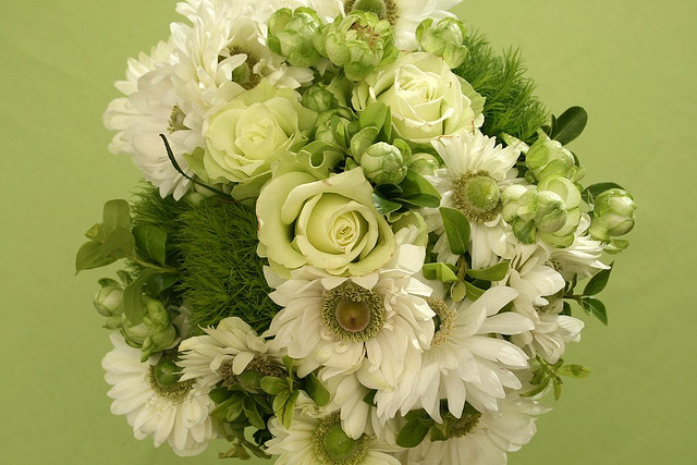 wedding flowers purple green white