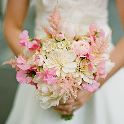 Light pink astilbe was added to this bridal bouquet to create a soft and