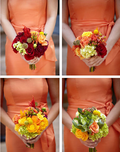 red orange and yellow flowers Perfect color scheme for a Fall wedding