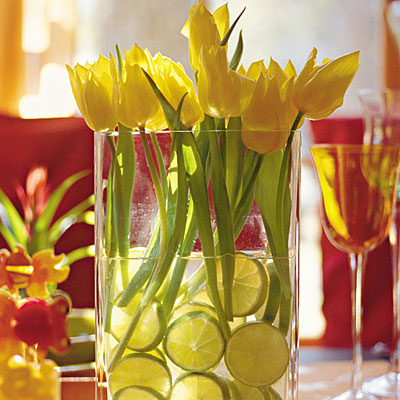 Tulip Centrepieces limesyellowtulipweddingcenterpieces