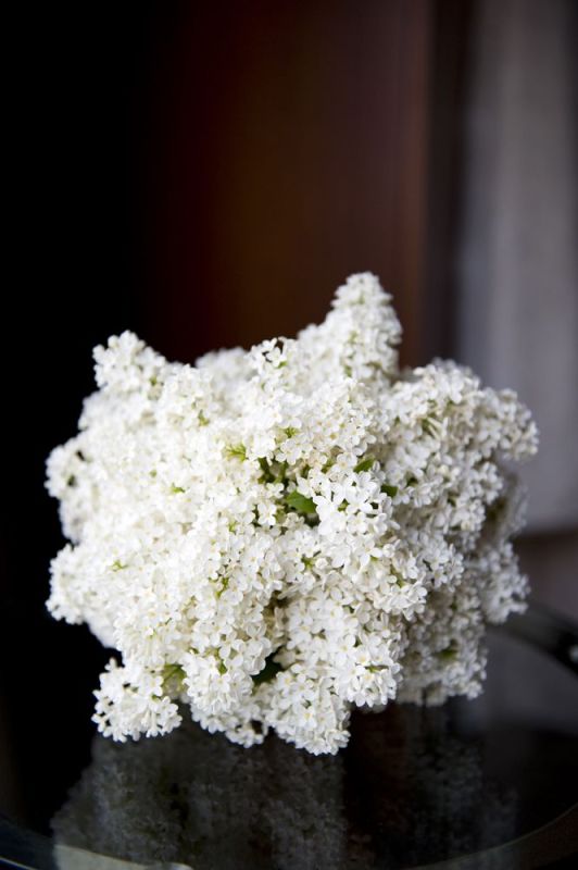 Bridal bouquet designed by Brides in Bloom featuring a mass of white lilacs