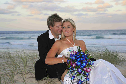 Stunning wedding flowers in blue white and purple