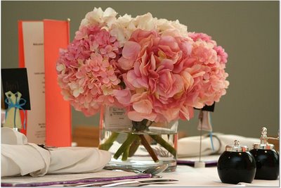 pink-white-hydrangea and peony centerpieces 