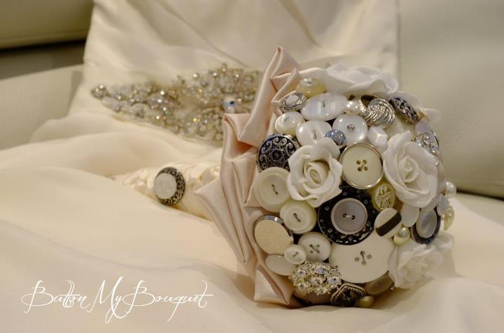 white button bride bouquet