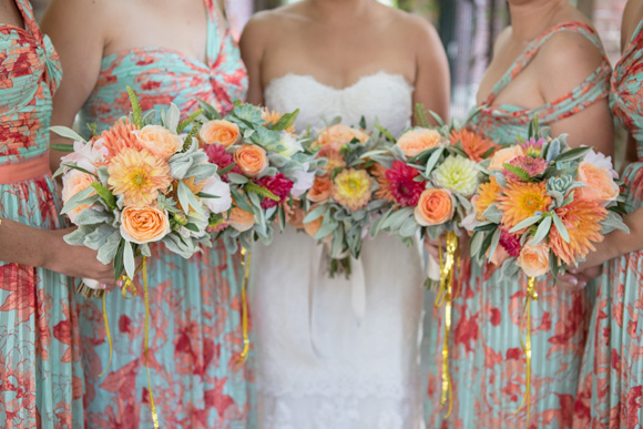 Coral, Peach and Succulent Bridesmaid's Bouquet