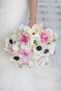 Bouquet with Anemones, Peonies and Calla Lilies
