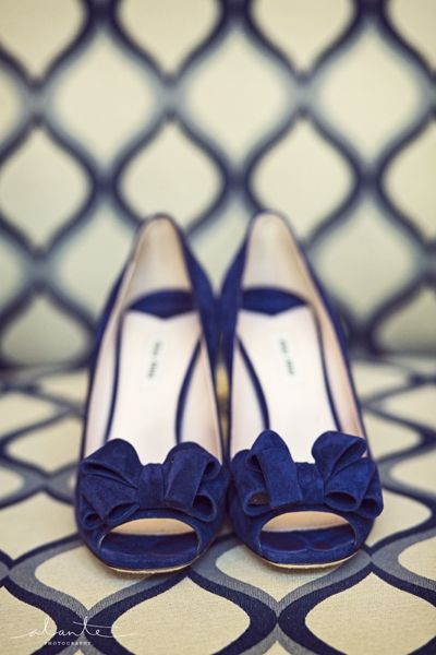 Navy Blue Shoes with a Bow