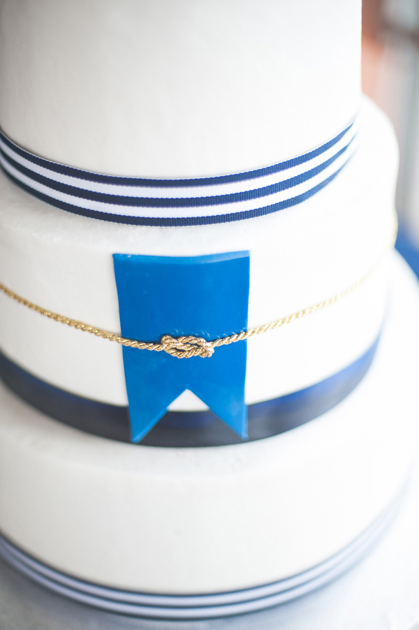 Navy Blue and White Nautical Themed Wedding Cake 1