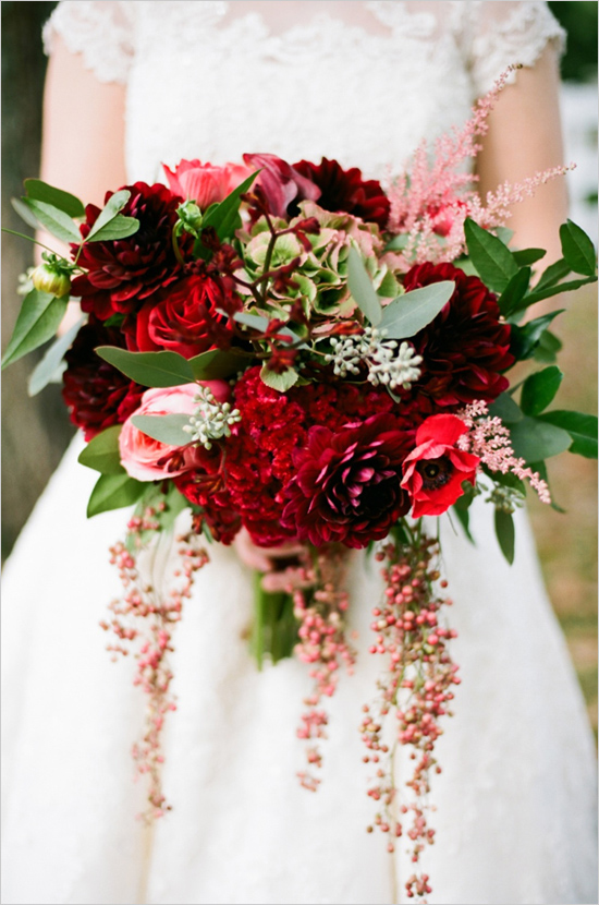 Romantic Red Bridal Bouquet Bouquet Wedding Flower