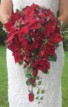 red Poinsettia bouquet wedding