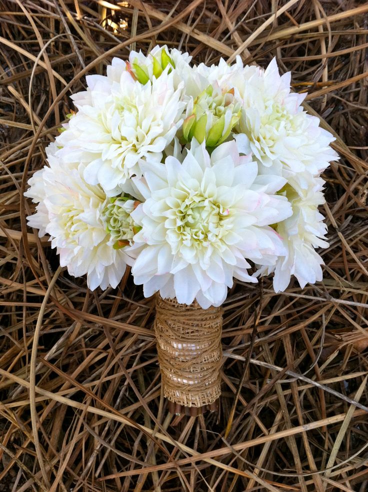 Rustic white dahlia bouquet