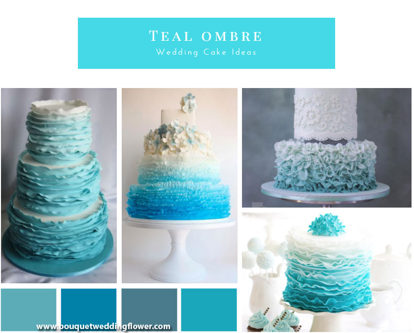 More Than 20 Teal Ombre Wedding Cake Ideas