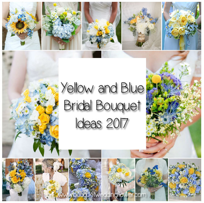 Yellow and Blue Bridal Bouquet Ideas 2017