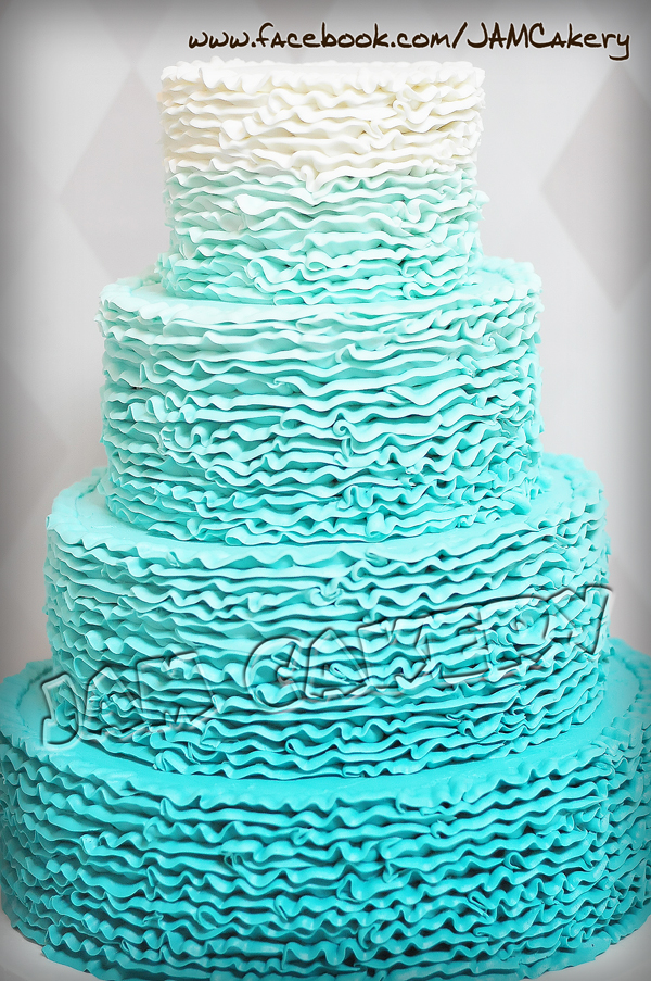 Teal Ombre Wedding Cake Ideas