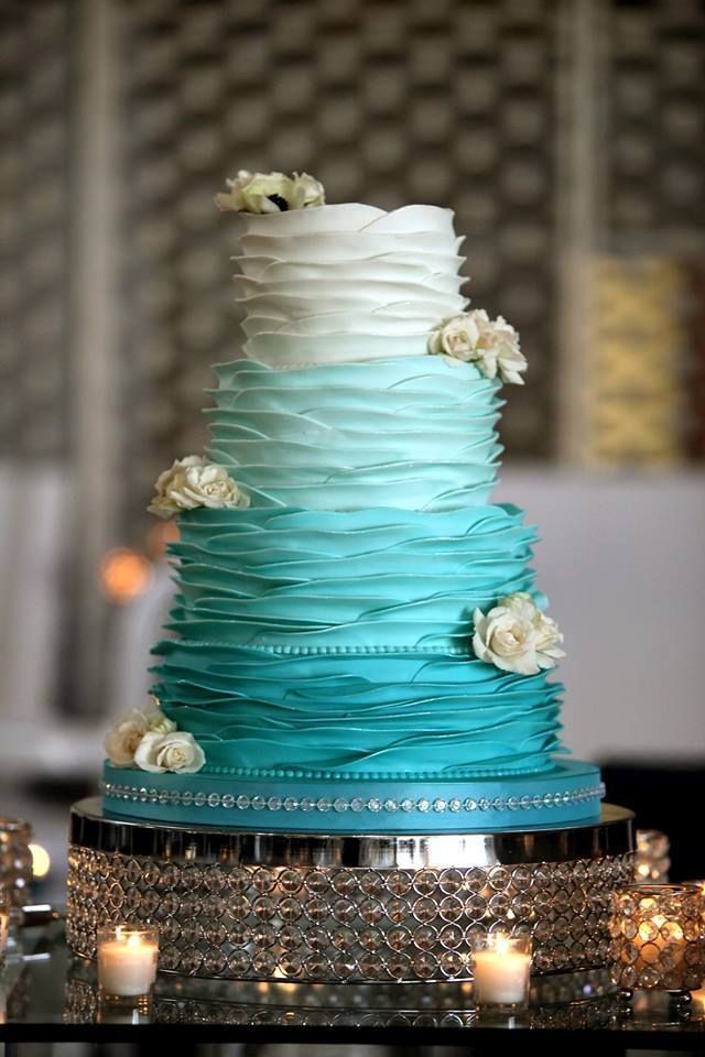 Teal Ombre Wedding Cake Ideas