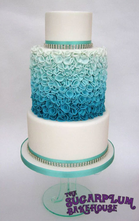 Teal Ombre Wedding Cake Ideas