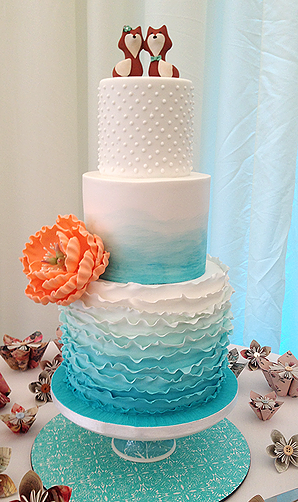 Teal Ombre Wedding Cake Ideas