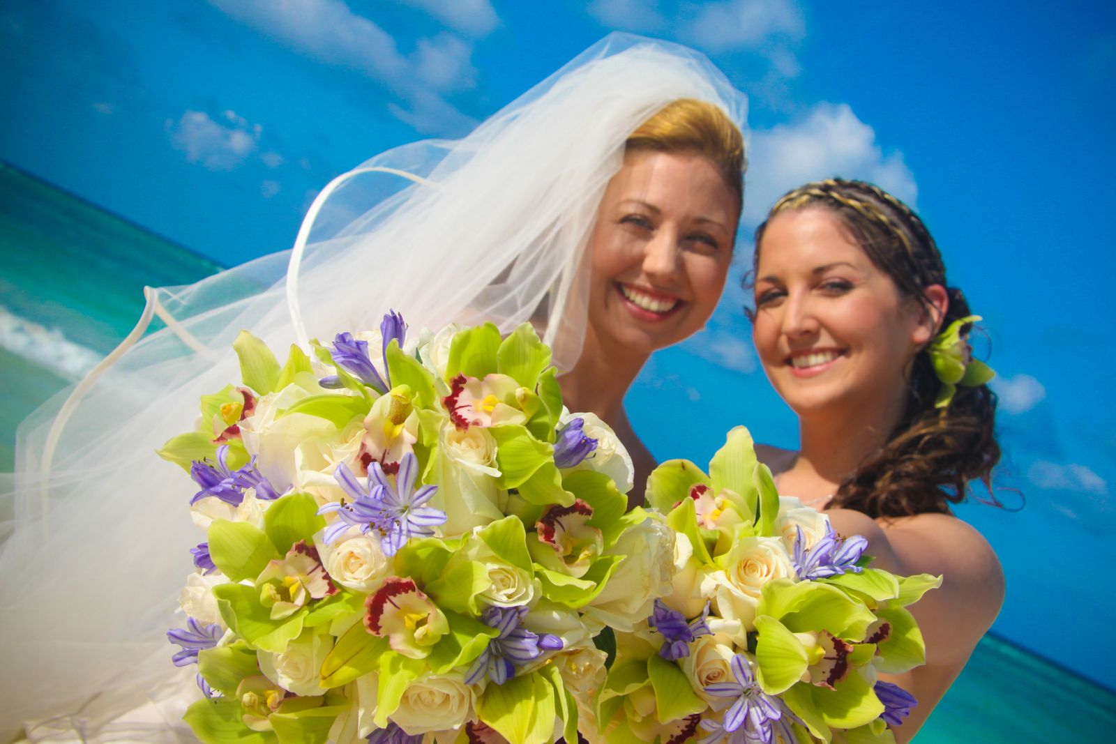 Purple, Green and White Bouquet