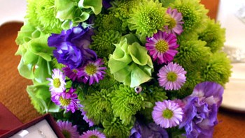 Bright Green, Purple and Pink Bouquet