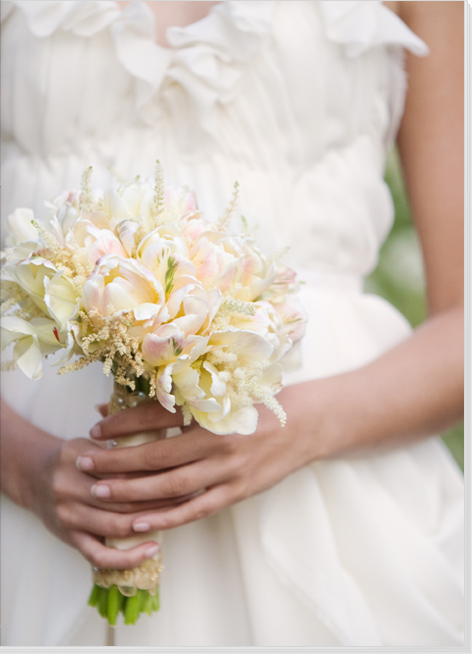 Whit Parrot Tulips Bouquet