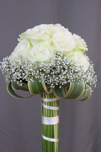 White Roses with Baby's Breath