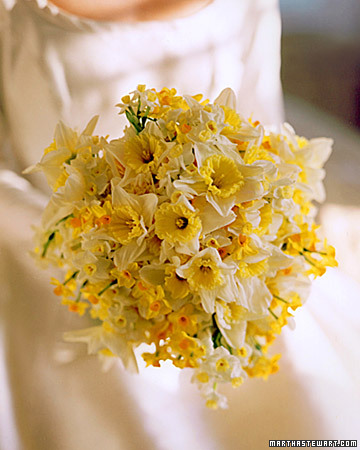 bridal bouquet made of daffodils