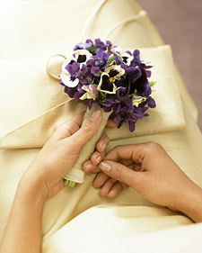 small flowers in violet bouquet