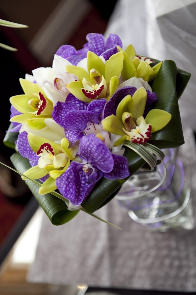 purple and green bouquet