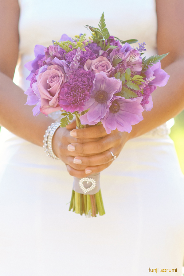 purple bouquet for bride