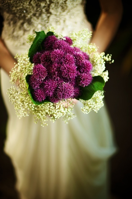 purple white wedding flower