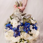 blue and white bridal bouquet