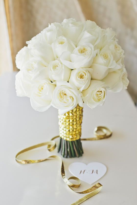 White Roses Only Bridal Bouquet