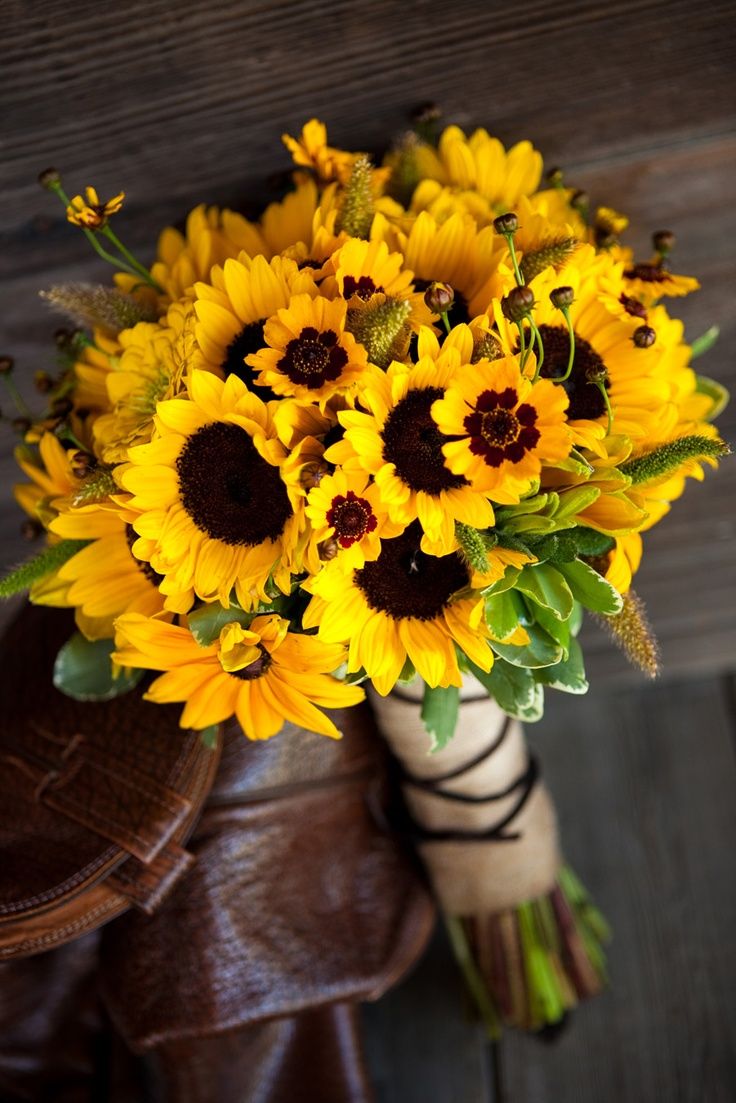Rustic Wedding Yellow Sunflower Bouquet