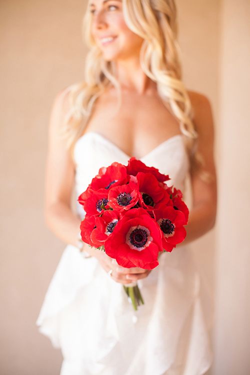 Red anemone bridal bouquet