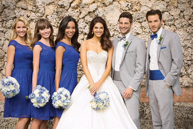 Royal blue and gray wedding party