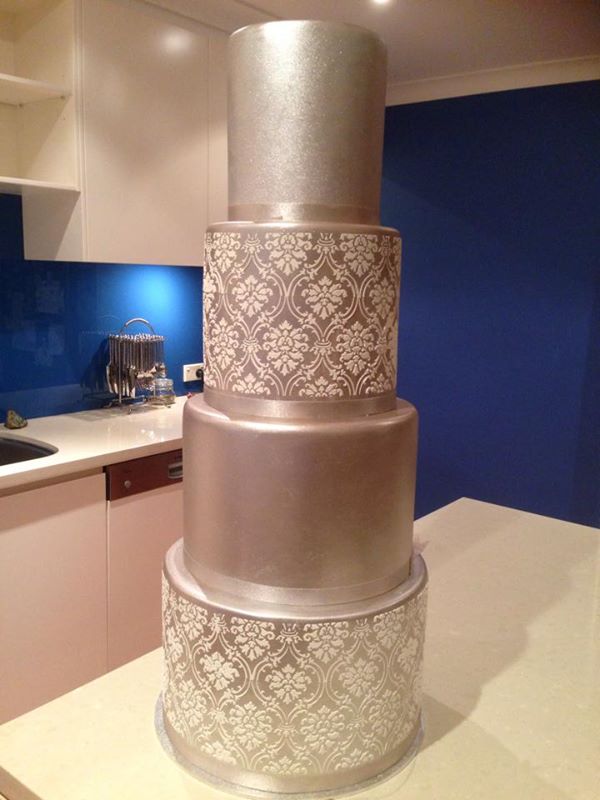 Soft metallic gold 83cm high wedding cake