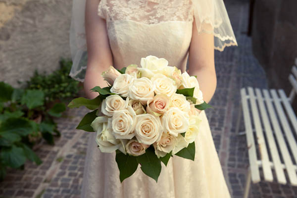 Creamy white roses bridal bouquet