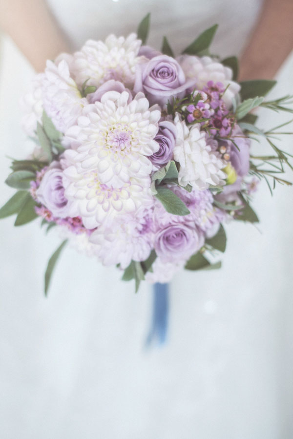 lavender Roses and Dahlias Bridal Bouquet