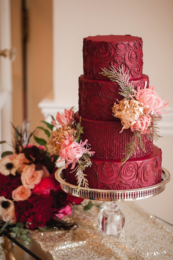 Marsala Red Wedding Cake