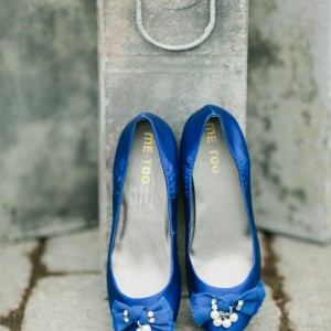 Blue Satin Shoes for the Bride - Bouquet Wedding Flower