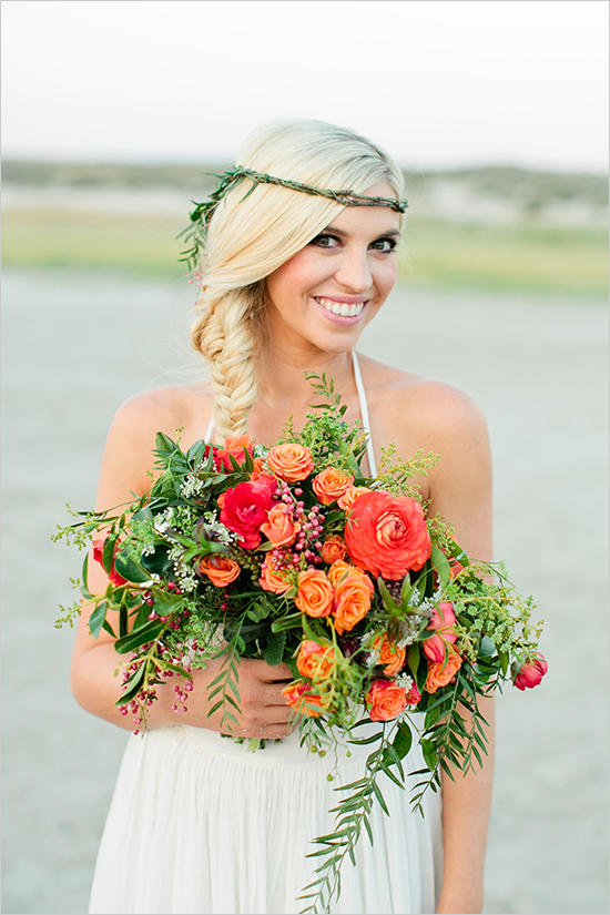 Pretty orange beach bouquet