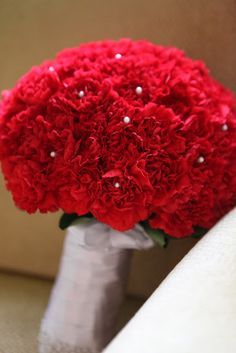 Red Carnations Bridal Bouquet